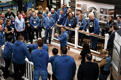 CEO Jesse Singh greets a large delegation of AZEK employees at the International Builders Show